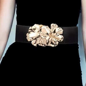 Elastic Pretty Flower Belt Gold up to 26" to 38"